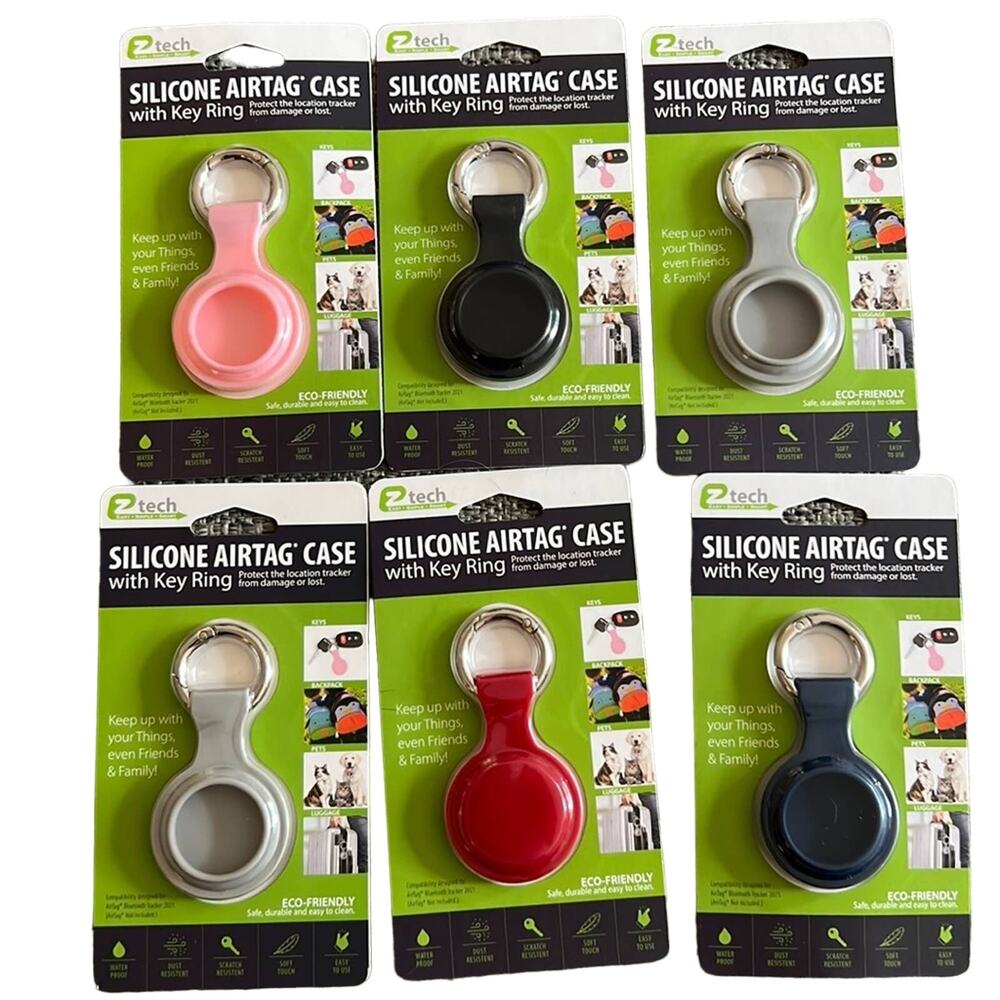 NWT Set of 6 Silicone AirTag case with key ring for Apple AirTag - soft touch